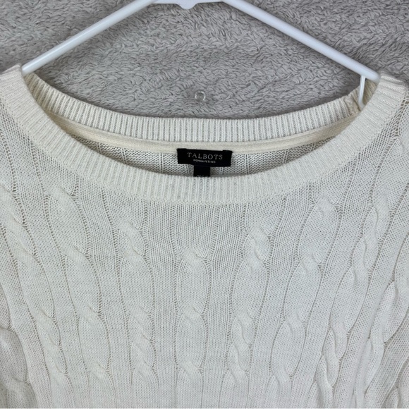 Talbots Cream Cable Knit Lambswool Sweater 3Xp Preppy Old Money Equestrian - Picture 6 of 16